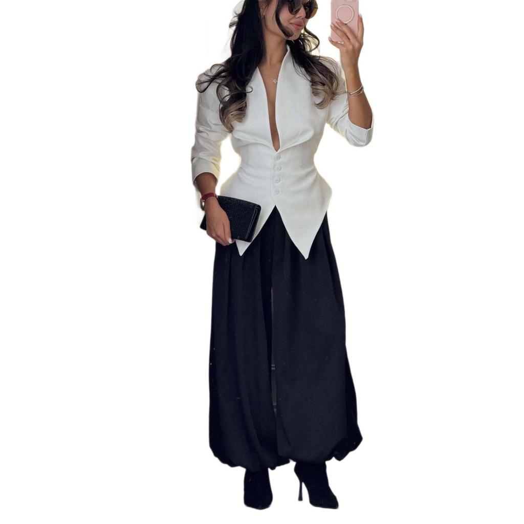 2026 Asymmetrical Slimming Women's Suit Jacket with Long Sleeves - European & American Fashion