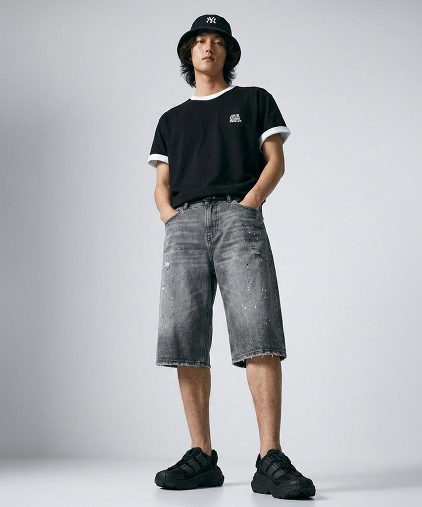 Osillos C106 Roll-Up Trim Ringer Short Sleeve T-Shirt_Black