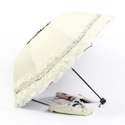 Vintage Lolita Folding Umbrella Thickened Anti-UV Protection Lace Sun Umbrella Photo Props Portable Princess Female Parasol