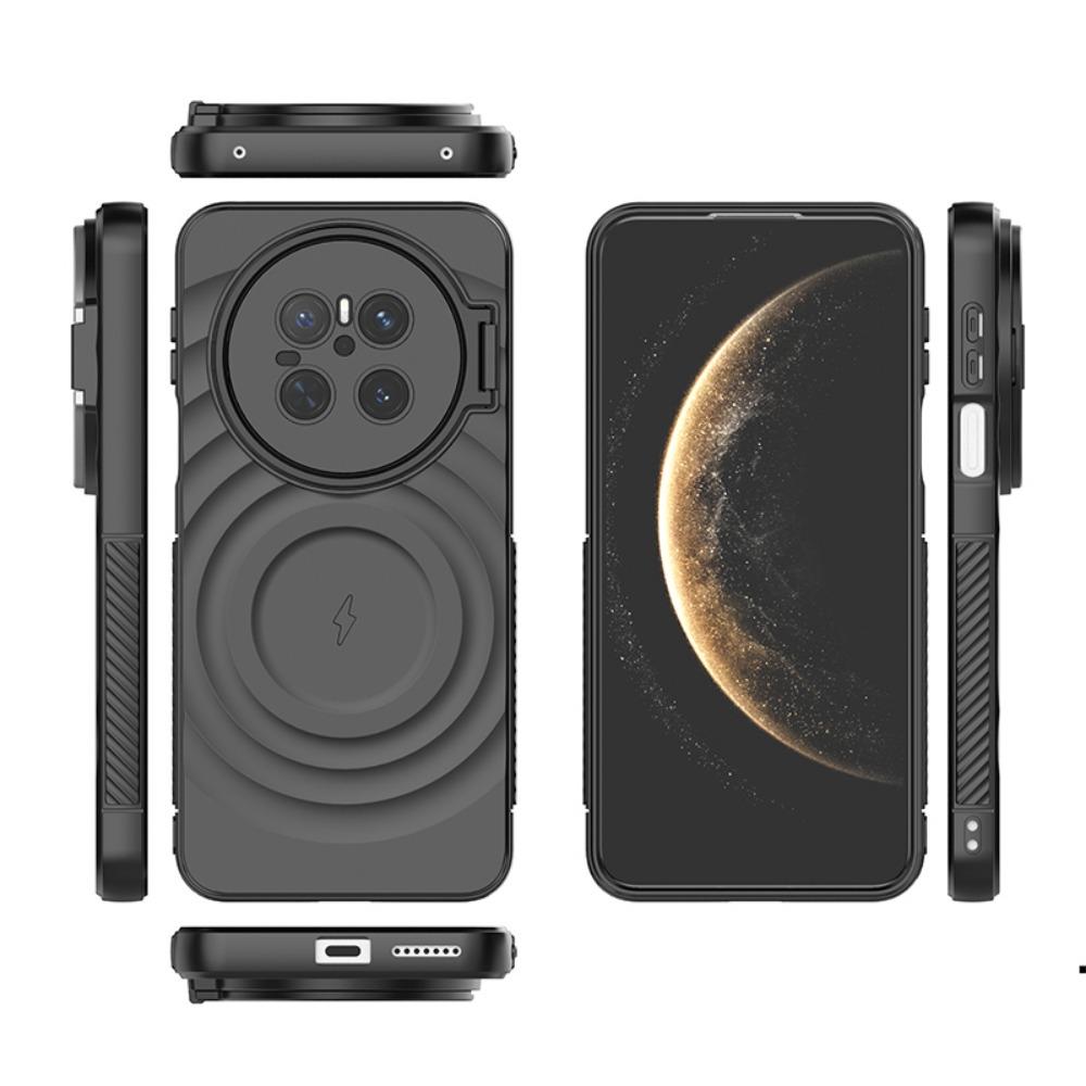 New Anti-Drop Magnetic Case for Huawei Mate 70 Pro Plus 5G Mate70 Pro+ Wireless Charging Kickstand Shell Silky Touch Wave Pattern Cover