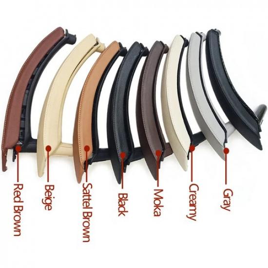 Beige LHD Interior Door Handle Leather Cover Assembly For BMW X5 X6 E70 2007-14