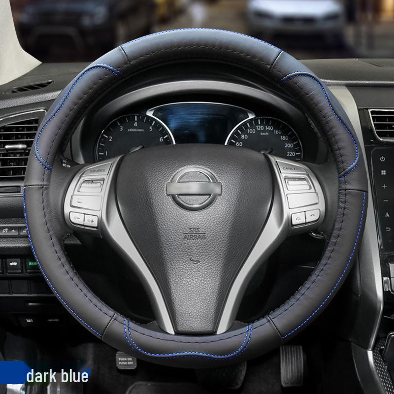 Universal Non-Slip Leather Steering Wheel Cover - All Season Fit, Round Design