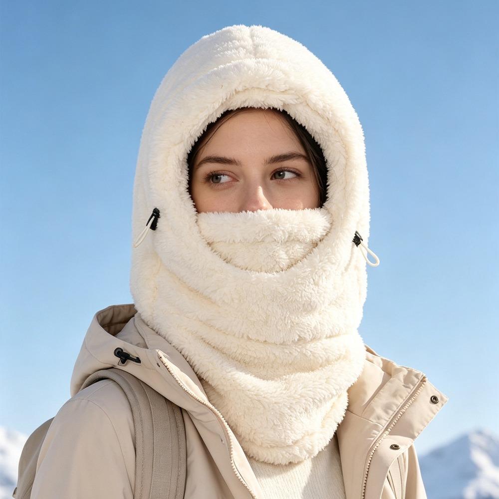 Solid Color Full Face Mask Hat Windproof Winter Hood Hat Cute Ear Protection Cap  Men Women