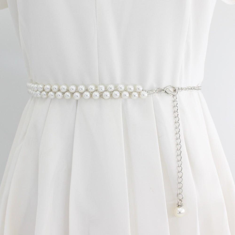 Thin Pearl Pendant Belt Adjustable Dress Skirt Belt Belly Chain Belt Women Dress Decoration