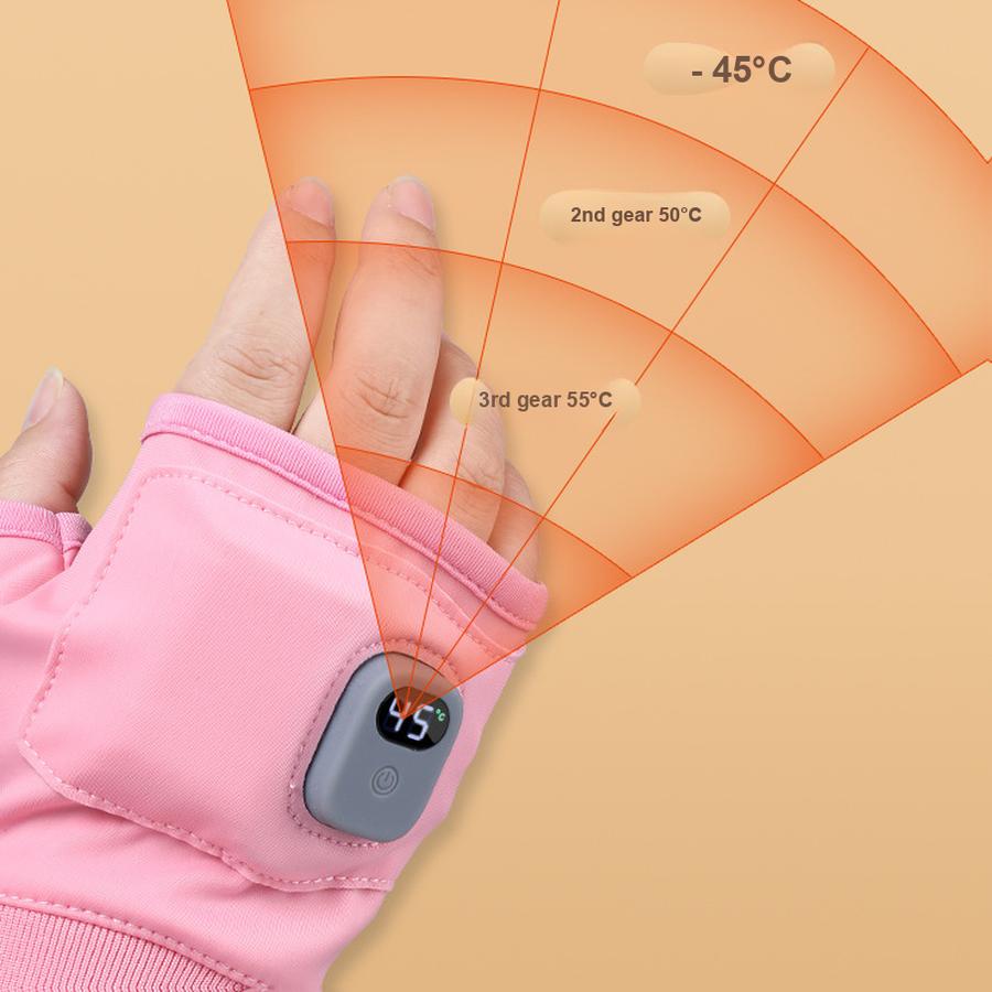 2 Pcs USB Graphite Quick Heating Gloves Game Office Outdoor Half Finger Smart Temperature Control Long Battery Life Warming Hand Warmer