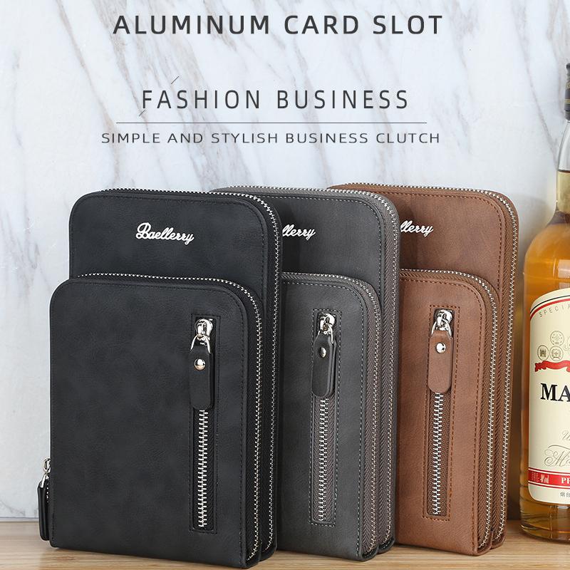 Baellerry European and American Style Men's Vertical Shoulder Bag Large Capacity Cell Phone Bag Zipper Crossbody Bag Fashion Chest Bag