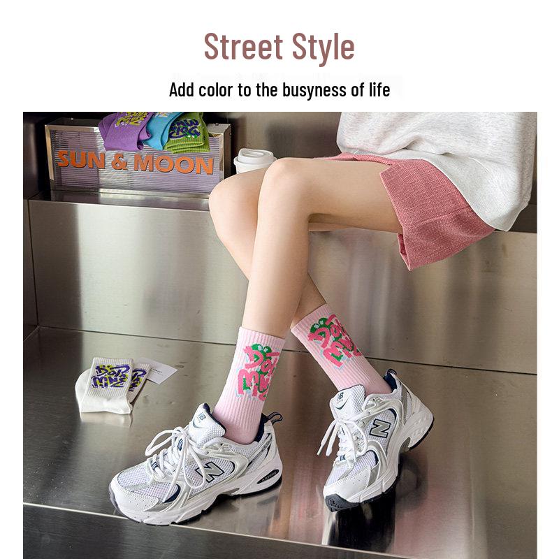 2026 Women's Mid-Calf Cotton Socks - Odor-Resistant, High-Waist Sports Style, Autumn/Winter Trend