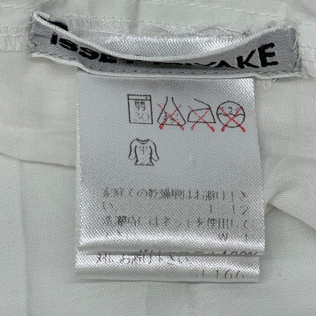 ISSEY MIYAKE IM01-FJ604 White Polyester Border Pleated Front Pocket Long Sleeve Shirt Tops M whiteUsed