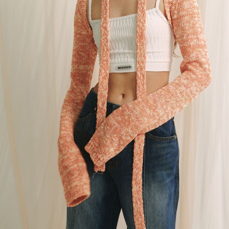 MEENDERI SLUB KNIT LONG SCARF - SALMON