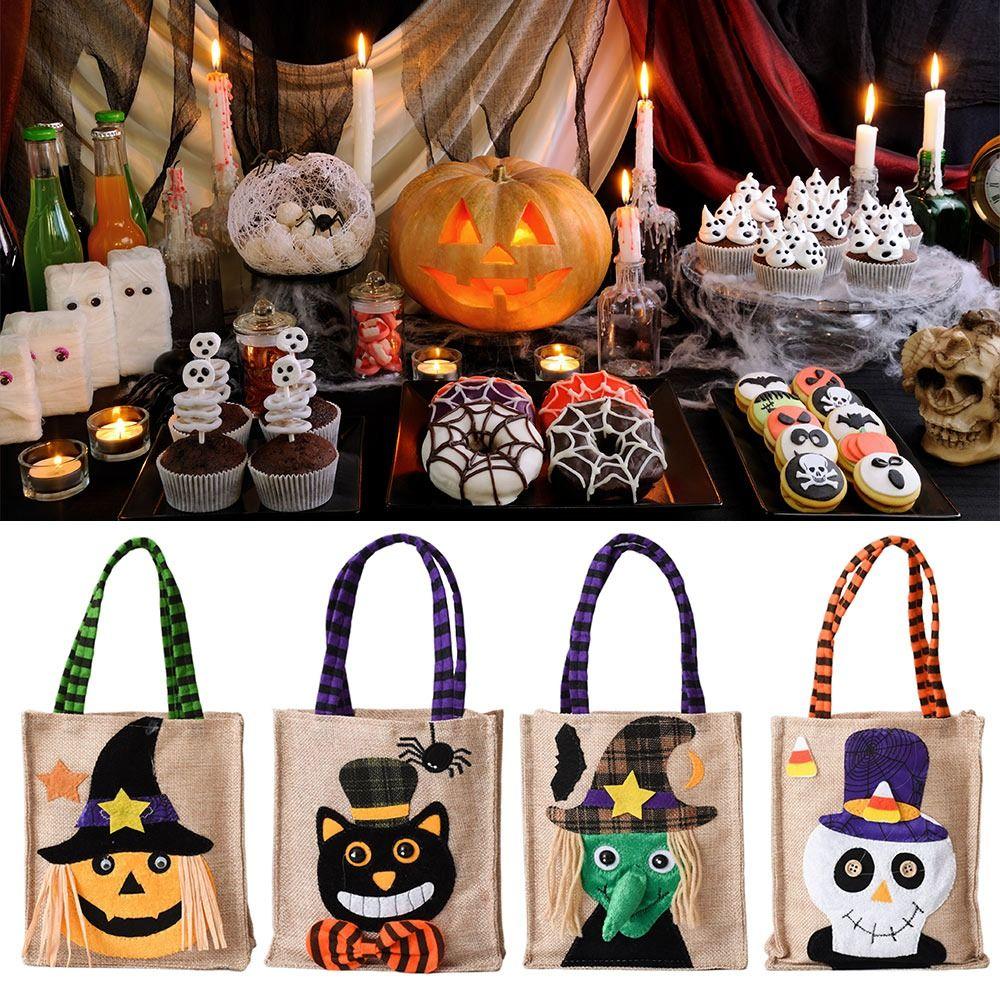 Witch Skull Halloween Gift Bags Cartoon Pumpkin Cat Handbag Creative Tote Bags Party Home
