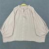 Johnature Japanische Casual Loose Bat Shirts Einfarbige Shirts Sommer Vintage Rüschen Kragen Krawatte Tops Frauen