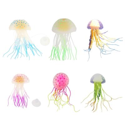 Décoration de méduse en silicone pour aquarium 2,4 x 5 pouces Méduse artificielle en mouvement de couleur vive
