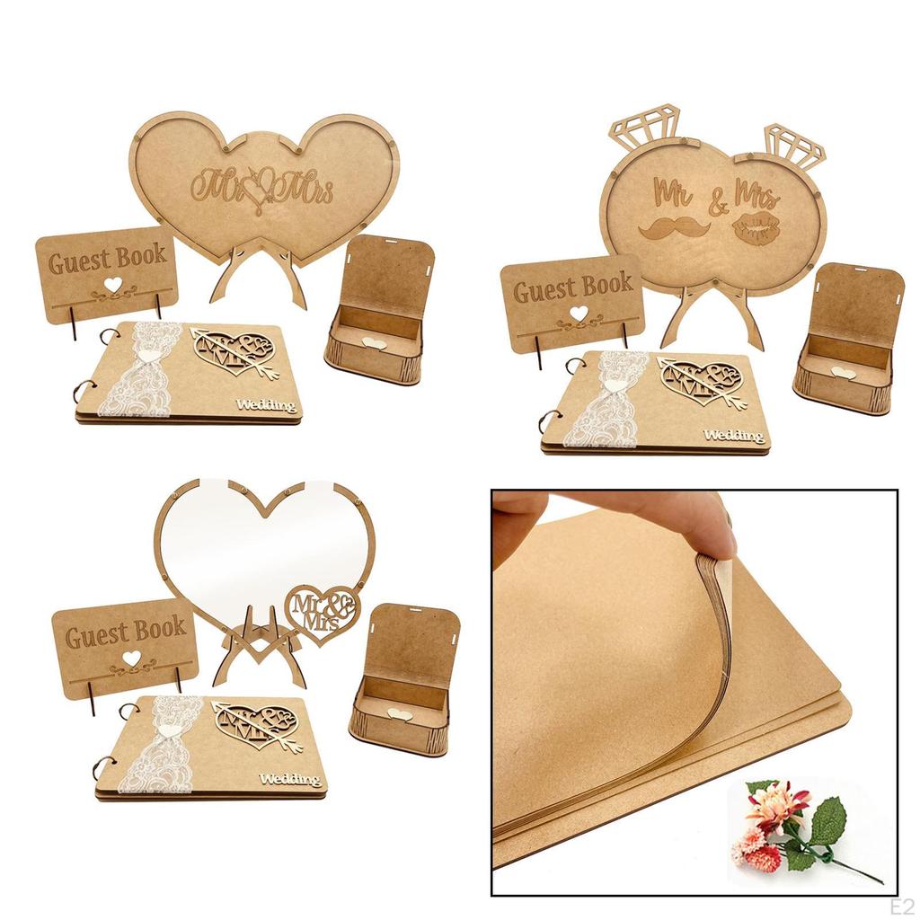 Rustic Wedding Guest Box with Wooden Sign Hearts 3D for Decorations Baby Shower Anniversary