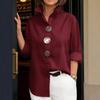 Solid Color Long Sleeve Polo Shirt With Metal Buttons For Summer