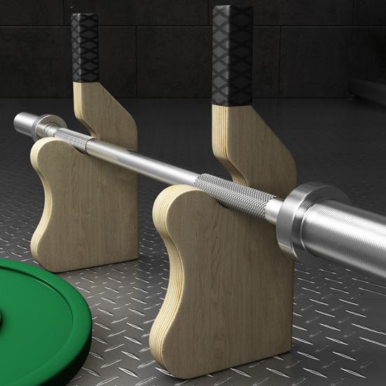 Wooden Deadlift Jack Barbell Stand Heavy Duty Non-slip Handle Home Gym Weightlifting Barbell Bar Loading Unloading Weight Plates Changing Holder