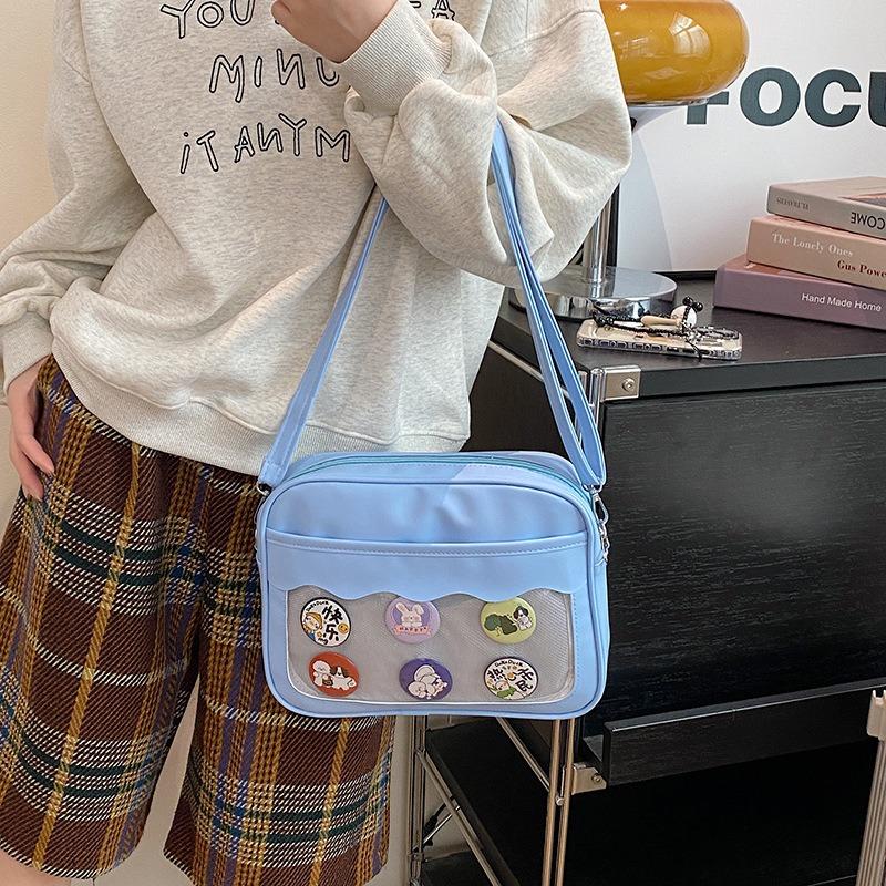 Two-dimensional Female Small Fresh College Style Shoulder Bag Versatile Sweet Soft Girl Transparent Messenger Bag
