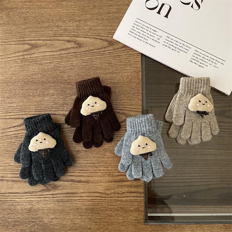 Autumn & Winter Cartoon Fingerless Knit Gloves for Boys & Girls - Warm Lamb Protection.