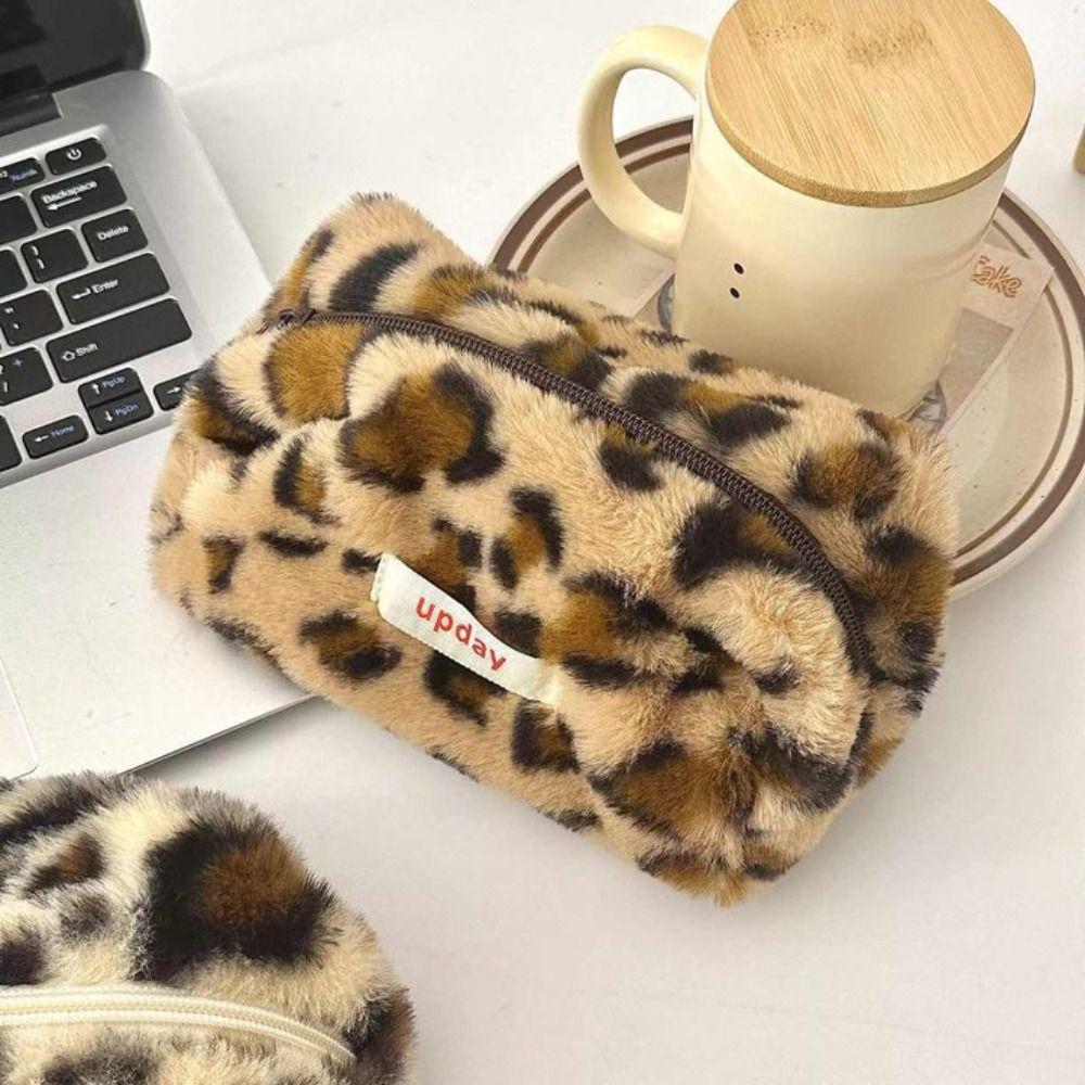 Fashionable Leopard Print Cosmetic Bag Large Storage Bag Makeup Bag Multipurpose Pencil Case Women Female Student