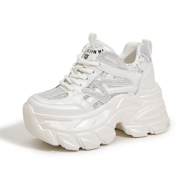 Thick-soled dad shoes women's 2025 summer new breathable hollow mesh inner height increase women's shoes versatile sports and leisure shoes
