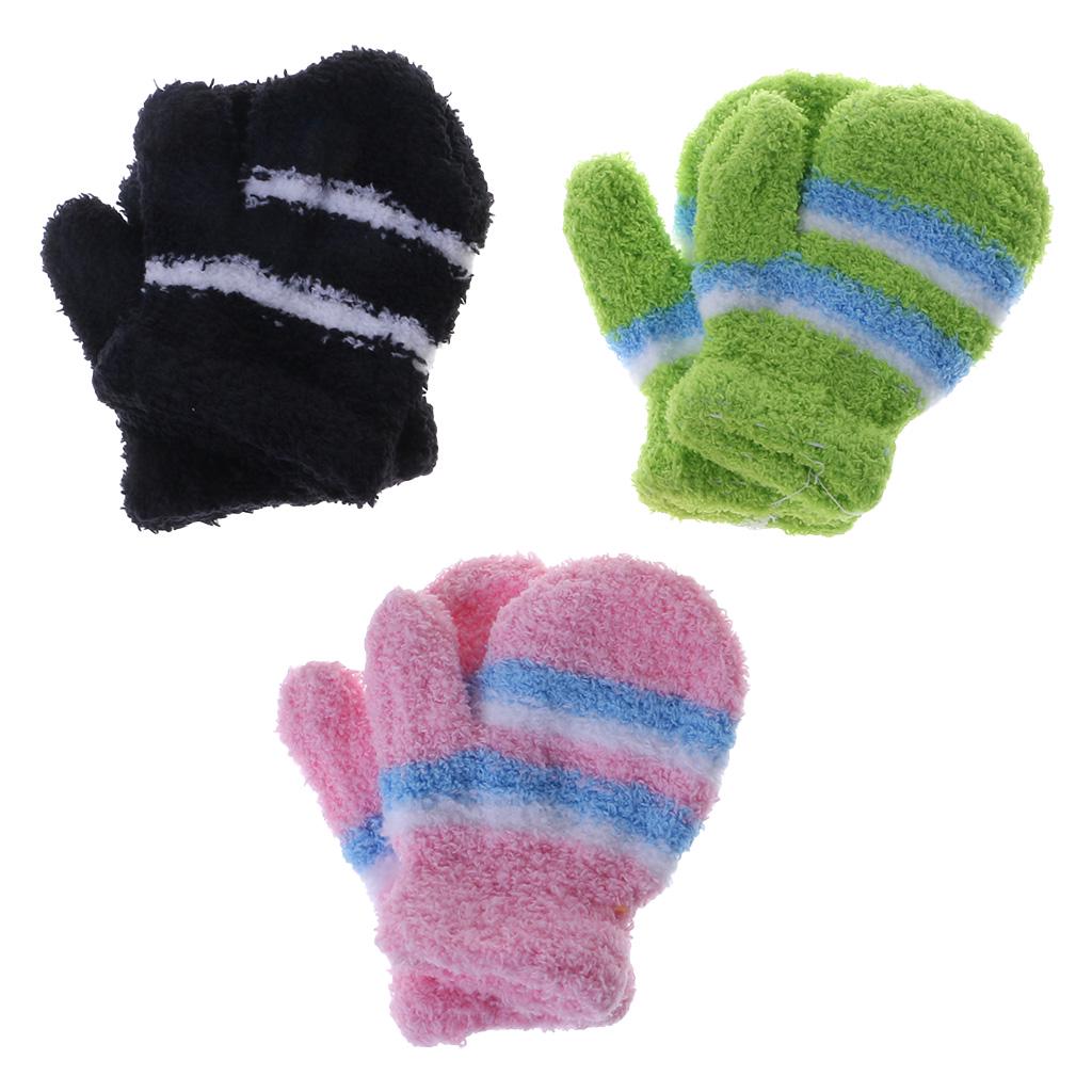 Baby Winter Warm Toddler Gloves Kid Thick Mitten with Rope Soft Hand Warmer Cute