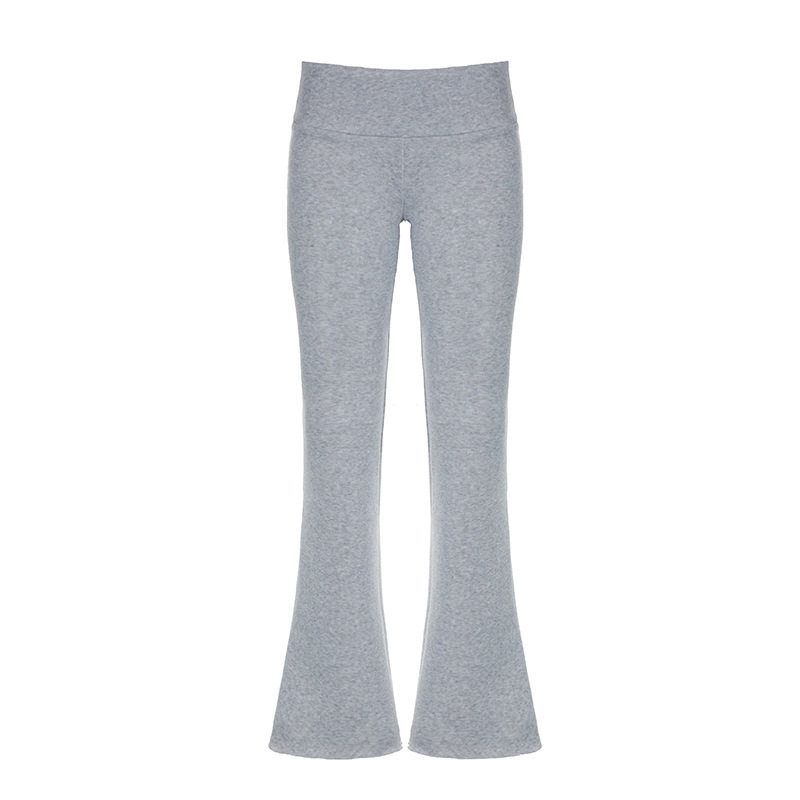 

Ins-Style Fashion Trendy Solid Color Spicy Girl Low-Waist Hip-Hugging Basic Wide-Leg Casual Flared Long Pants 2024 New Model Gray M