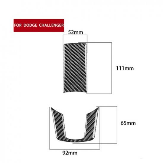 2Pcs For Dodge Challenger 2011-2014 Carbon Fiber Steering Wheel Panel Cover Trim