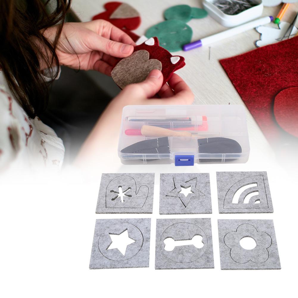 DIY ruční sada nástrojů na plstění vlny, řemeslo plstění jehlou, se 6 formami, nůžkami, šídlem, sada nástrojů