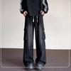 JYL Men's Cargo Jeans Autumn  Vintage Big Pocket Loose Wide-Leg Denim