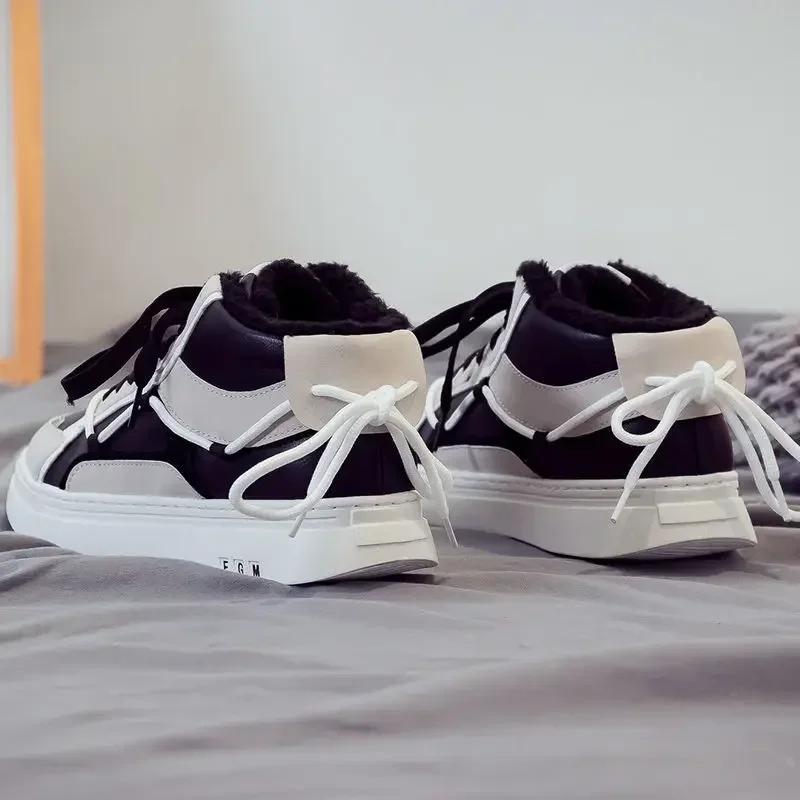 Herren Schneestiefel Plateau Outdoor Wandern Schnürschuhe Dick Männlich Winter Schuhe Plüsch Mode Marken Ausverkauf Hohe Qualität Fell