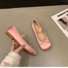 2025 Summer New Women's Pink Ballet Flats Ethereal Fairy-Like Vintage Satin Silver Mary Jane Shoes