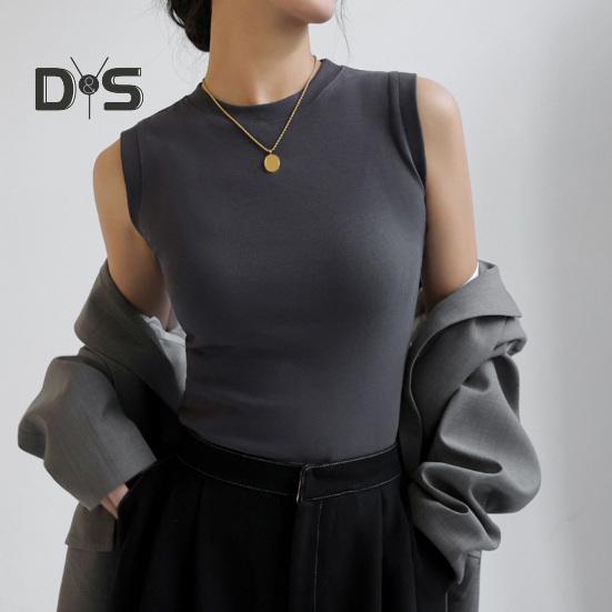 Women's Tank Top Sleeveless Cotton High Neck Crop Top Ribbed Slim Fit Basic Shirt Spring Summer Casual Outfit