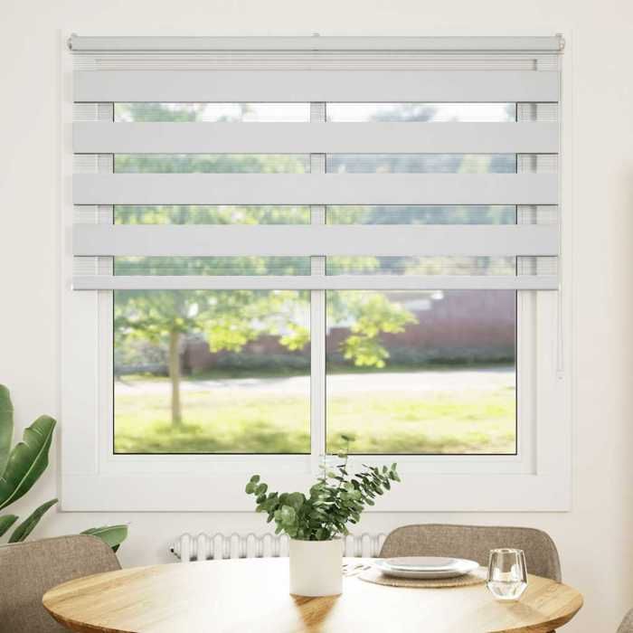 VidaXL Store zèbre blanc 145x150 cm largeur du tissu 140,9cm polyester, store à enrouleur zébré, store zébré pour fenêtre, 4014764