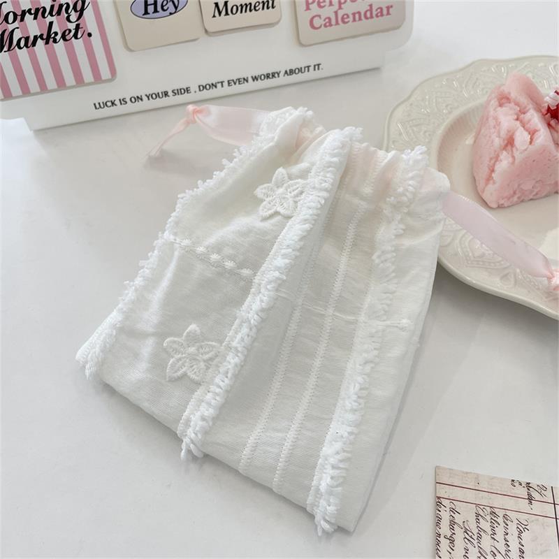 Jednoduchý sladký krajkový stahovací úložný sáček pro ženy na drobnosti, malý látkový sáček, peněženka na mince, kosmetická taštička, organizér na rtěnky, dárkový sáček