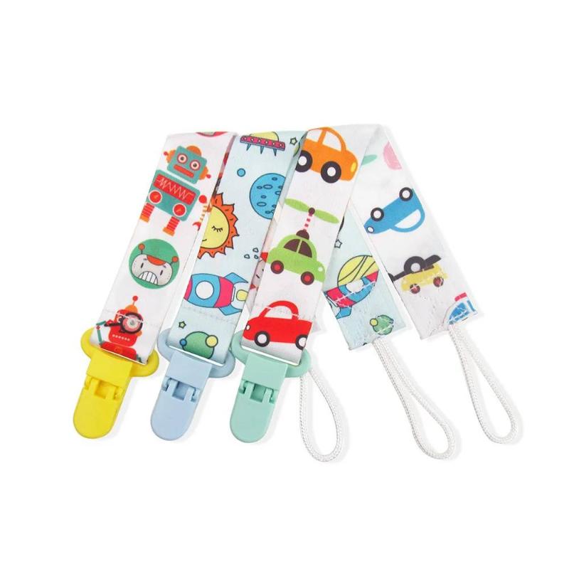 Pacifier Holder Clip Baby 3 Pack Cartoon Print Safe Secure Strap for Crawling Playtime and Walks Outdoor