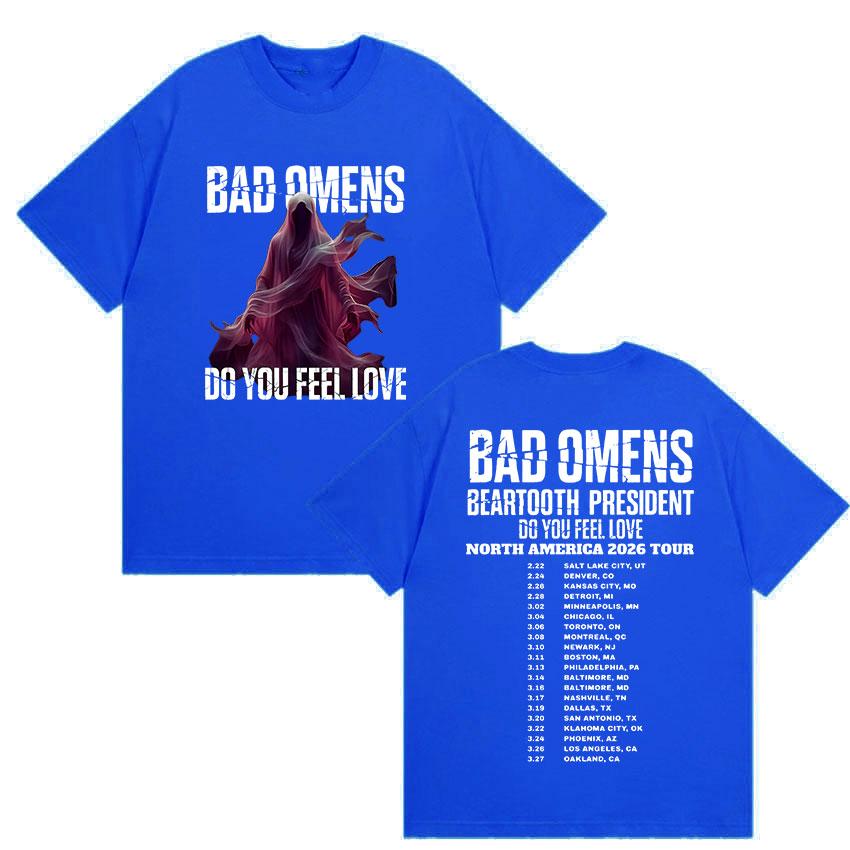 Bad Omens Do You Feel Love Tour 2026 Bedruckte T-Shirts Herren Damen Retro Oversized Baumwoll-T-Shirt Klassische Punk Gothic Kleidung T-Shirt