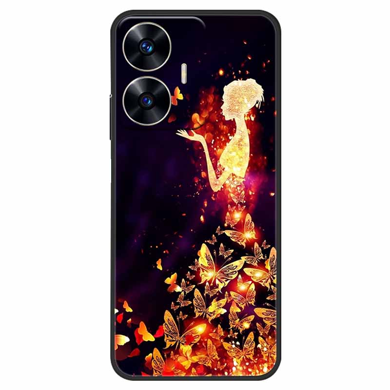 Phone Cover For Realme C55 Case Black Silicone Fundas For Realme C55 RMX3710 TPU Soft Back Coque Star Painted on RealmeC55 C 55