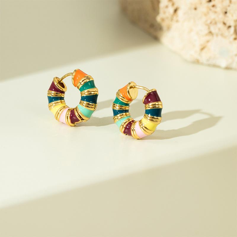 European & American Retro Colorful Enamel Drop Earrings – Niche Design, Fashionable Macaron-Inspired Ear Jewelry