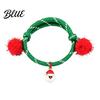 Cute Snowman Wrist Decor Christmas Bracelets Red Green String Bracelet Adjustable Rope Bracelet with Bag Charm Lanyard And Tinsel Pom Poms Holiday