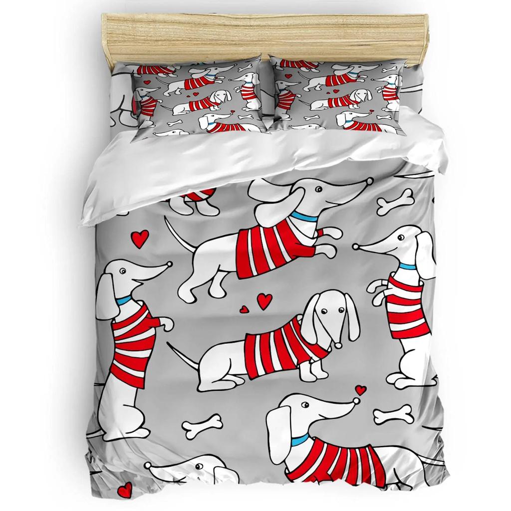 Black And Brown Dachshund Sausage Duvet Cover Cartoon Puppy Dog Bedding Set Kids Boys Gifts Bedspread Cover Bedroom Decoration