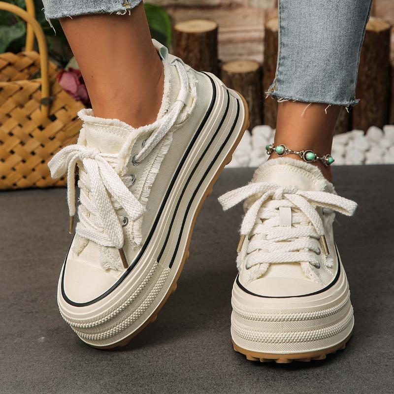 

2024 осень новые увеличивающие рост холщовые туфли на толстой подошве дышащие нишевые бисквитные повседневные туфли для женщин 36 белый