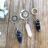 Crystal Fairy Necklace Wrapped Crystal Lotus Crystal Necklace Crystal Pentacle Necklace Wrapped Crystals Crystal Jewelry