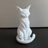 Cat Sculpture, 3D Printed Matte White Desktop Decor with Artistic Lines, Home Ornaments for Shelf Display, Minimalist Decor Gift for Cat Lovers