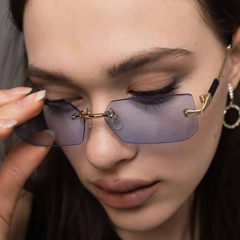 1pc Y2K Geometric Frameless Glasses Modern Chic Design Women Fashion Accessory Trendy Style