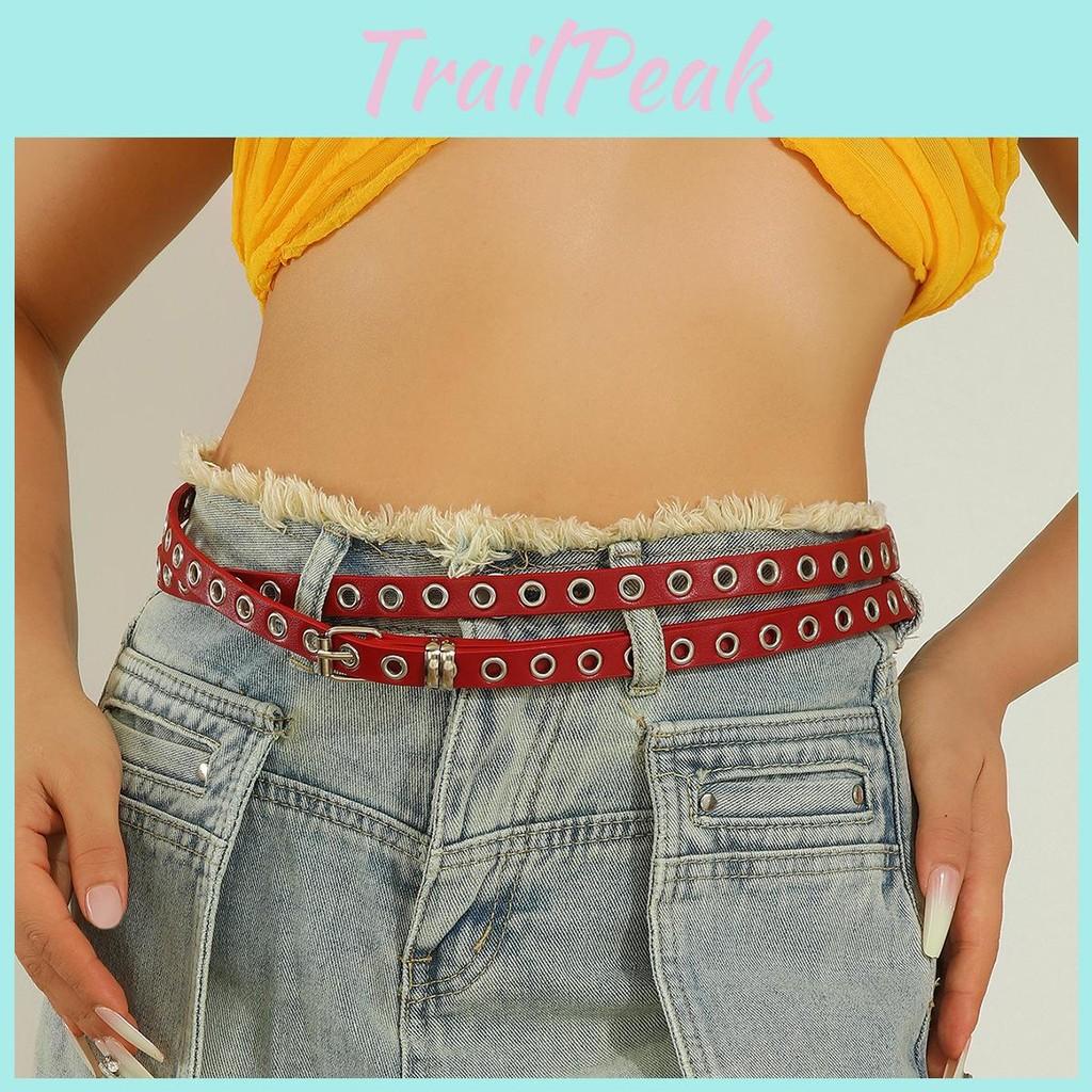 Solid Color Fashionable Porous Design Women Slim Waist Belt For Wear Daily