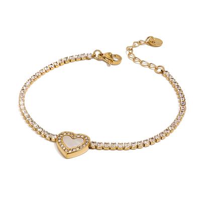 White Zircon Heart-shaped Shell Bracelet For Women Waterproof Anti Allergic Trendy Jewelry
