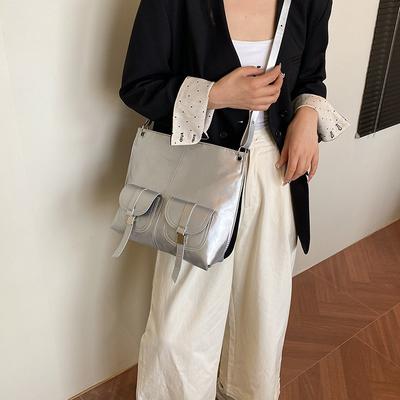 High Value Retro Fashion Trend Casual Solid Color Shoulder Messenger Bag Women's Large Capacity Tote Bag