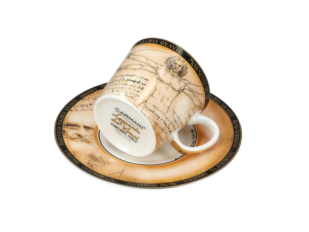 Espresso Cup with Saucer Leonardo Da Vinci Vitruvian Man