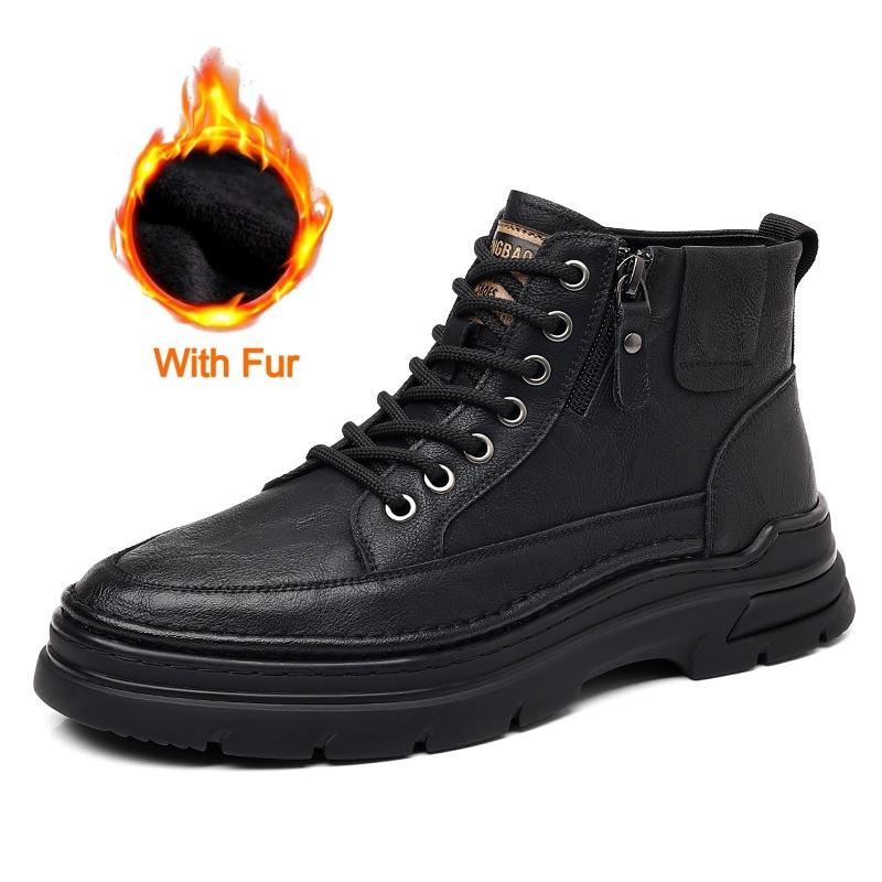 

Мода 2024 Зима Мужские Ботинки с Круглым Носком Высокое Качество Мех Теплые На Шнуровке Ботильоны для Ходьбы Толстая Подошва Удобные Повседневные Офисные Оксфорды 44