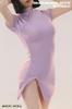 Compatible with TBLeague body for scale figure Beautiful sexy woman purple shot mini dress cheongsam dress and underwear pants set head and shoes not