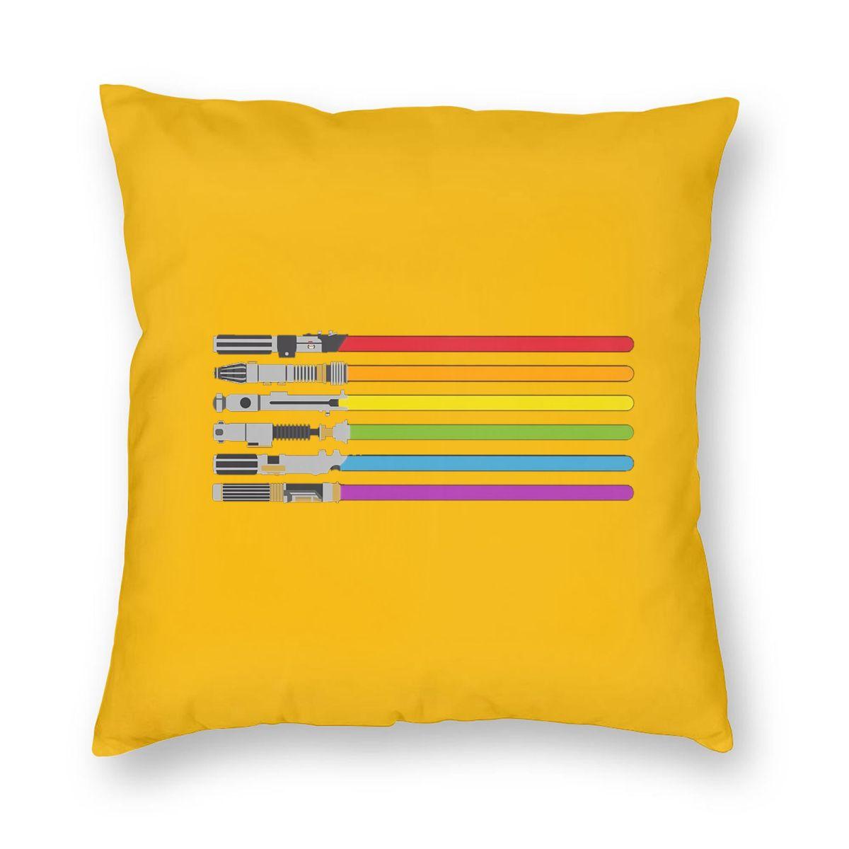 Lightsaber Rainbow Square Pillowcase Pillow Cover Cushion Throw Pillow for Home Bedroom Car 12x12Inch